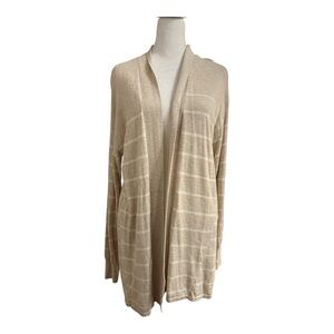 Banana Republic Tan Striped Open Front Duster Cardigan Size Large